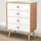 Commode compacte en bois naturel avec armoire et tiroirs