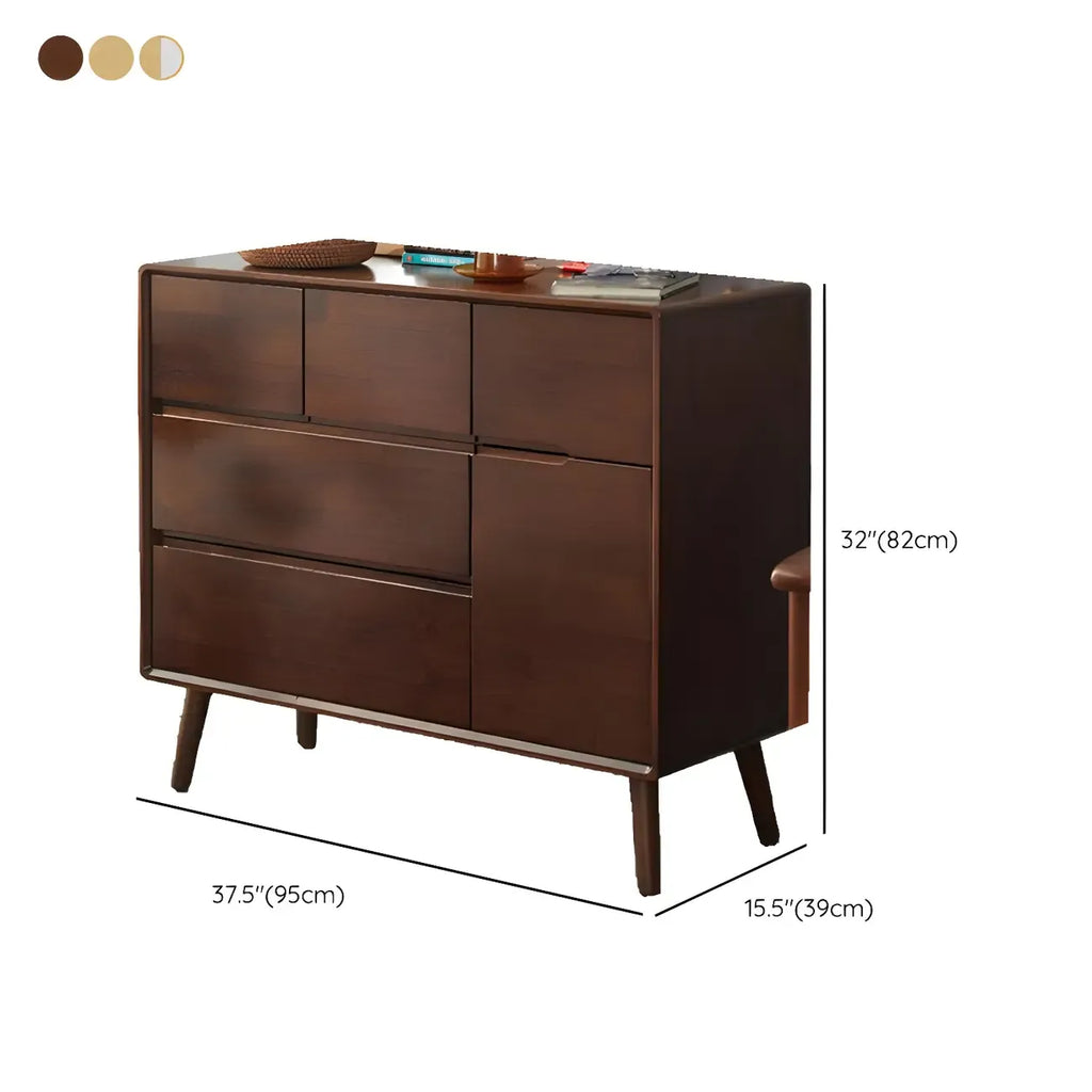 Commode compacte en bois naturel avec armoire et tiroirs