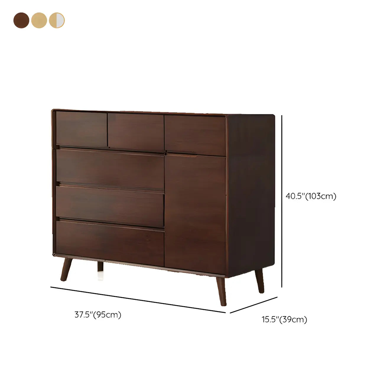 Commode compacte en bois naturel avec armoire et tiroirs