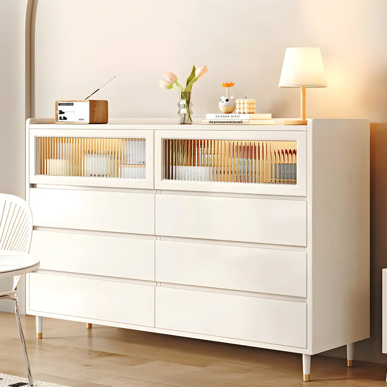 Commode double élégante en pin avec 6 tiroirs