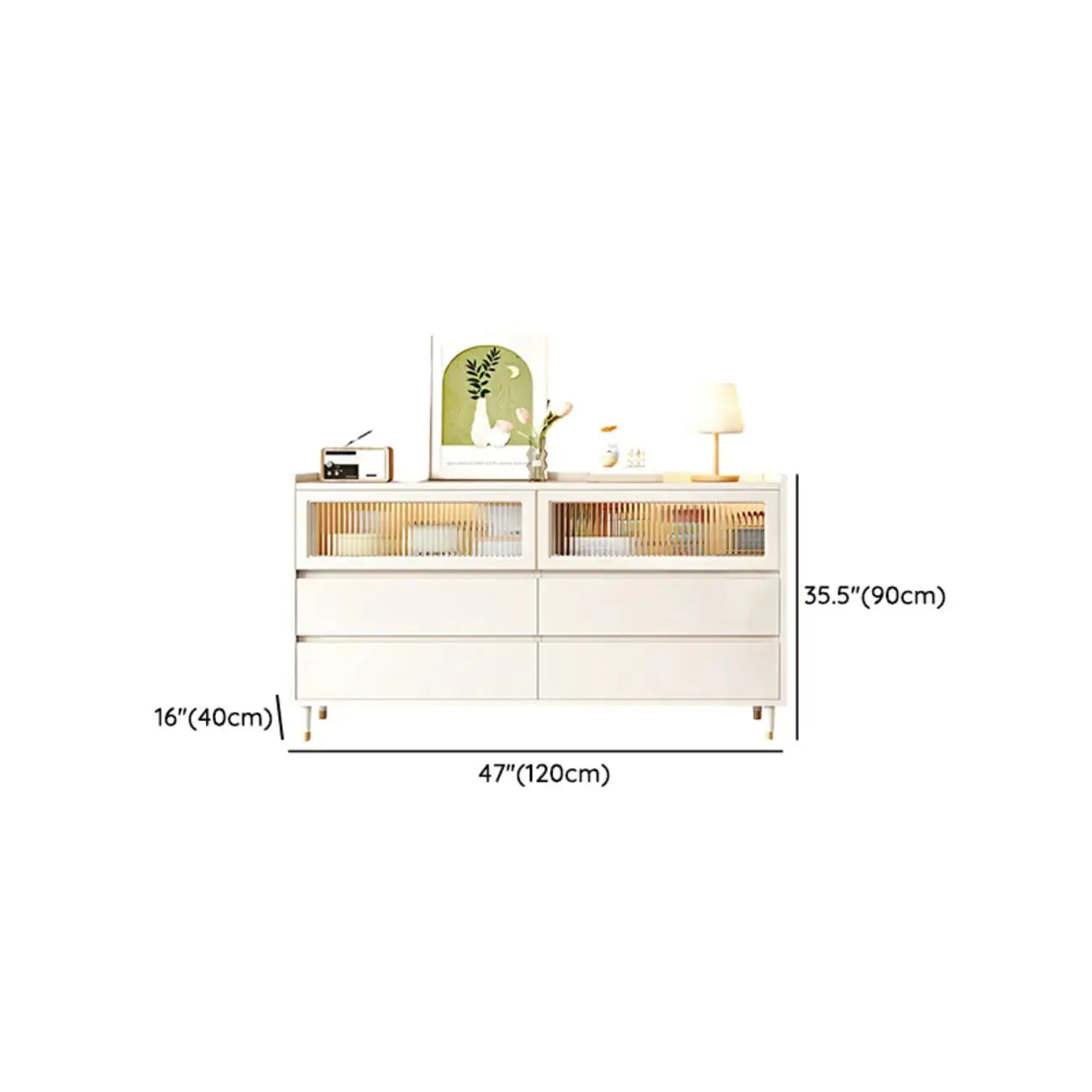 Commode double élégante en pin avec 6 tiroirs