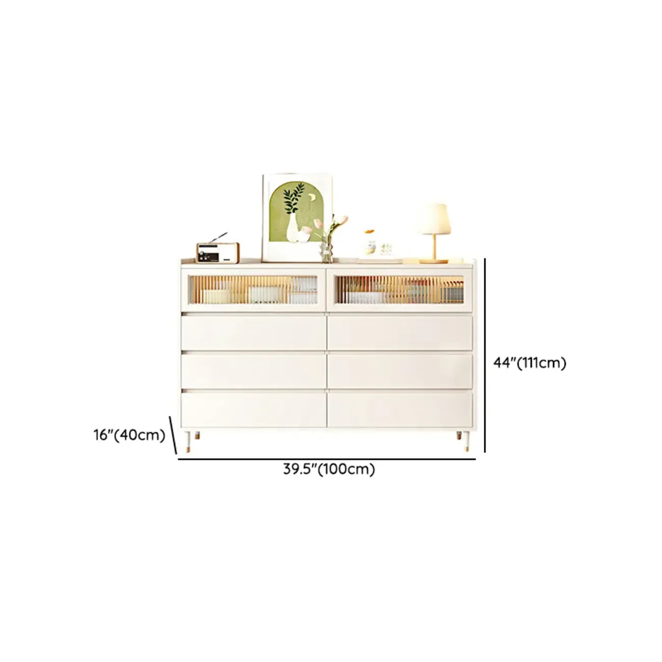 Commode double élégante en pin avec 6 tiroirs