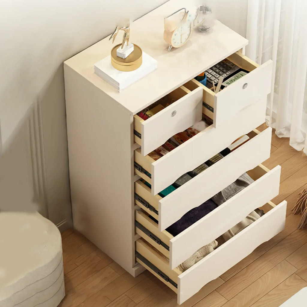 Commode classique en bois blanc avec tiroirs silencieux pour chambre à coucher
