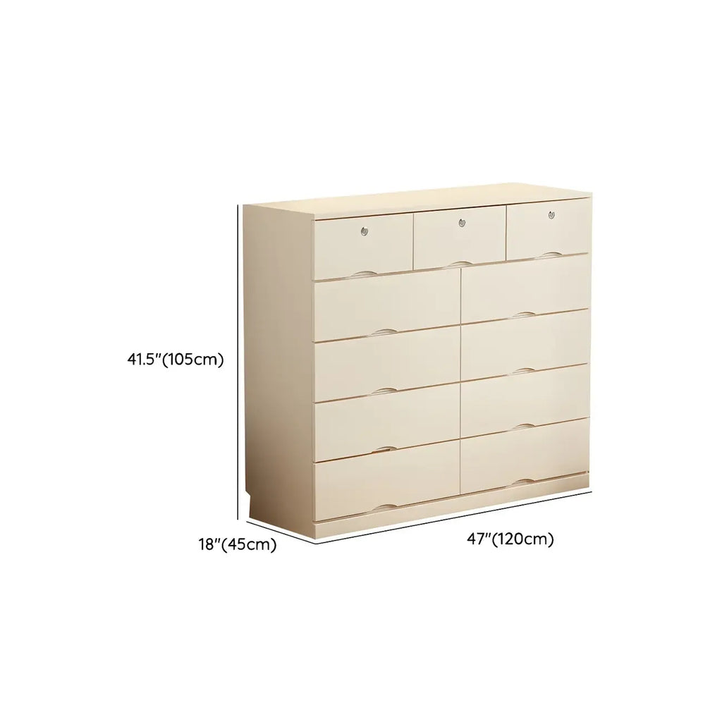 Commode classique en bois blanc avec tiroirs silencieux pour chambre à coucher