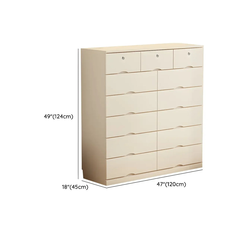 Commode classique en bois blanc avec tiroirs silencieux pour chambre à coucher