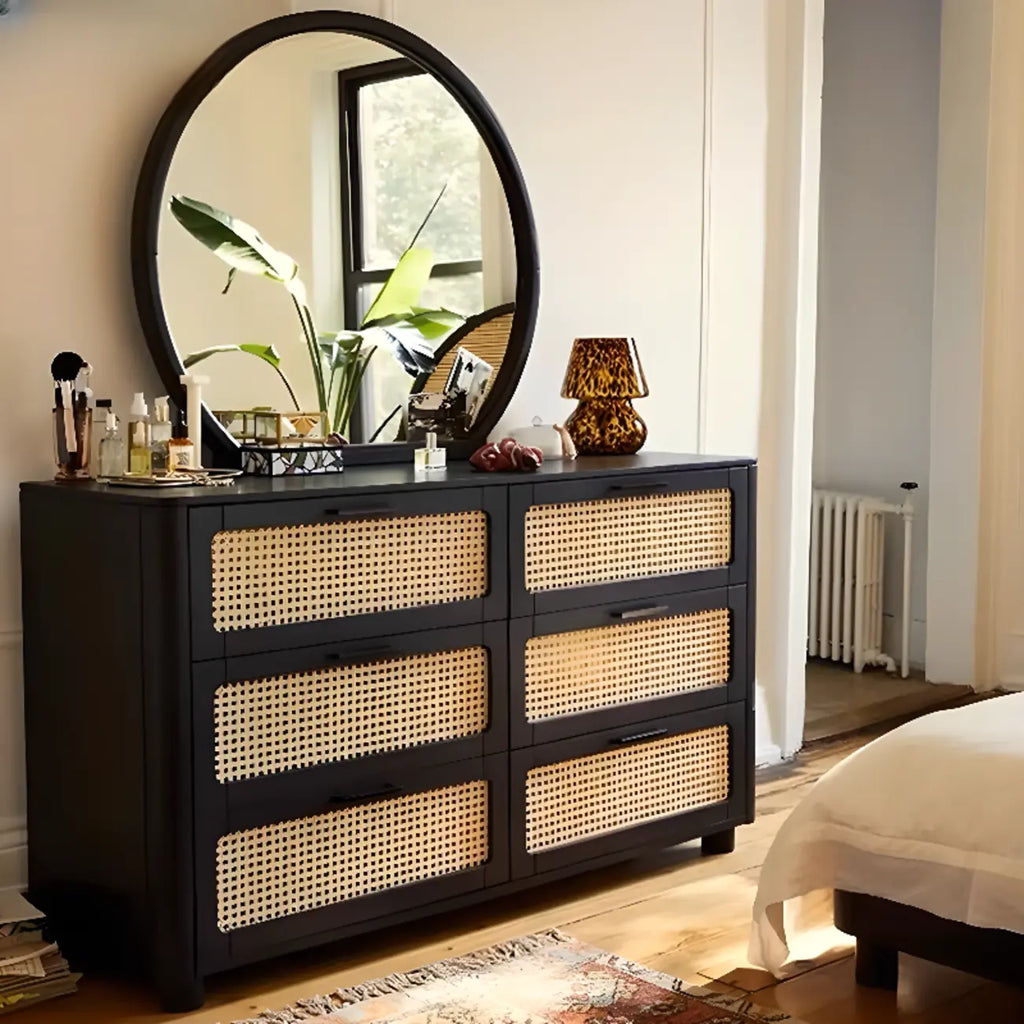 Commode moderne en bois noir avec miroir pour salle de bain