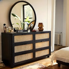 Commode moderne en bois noir avec miroir pour salle de bain