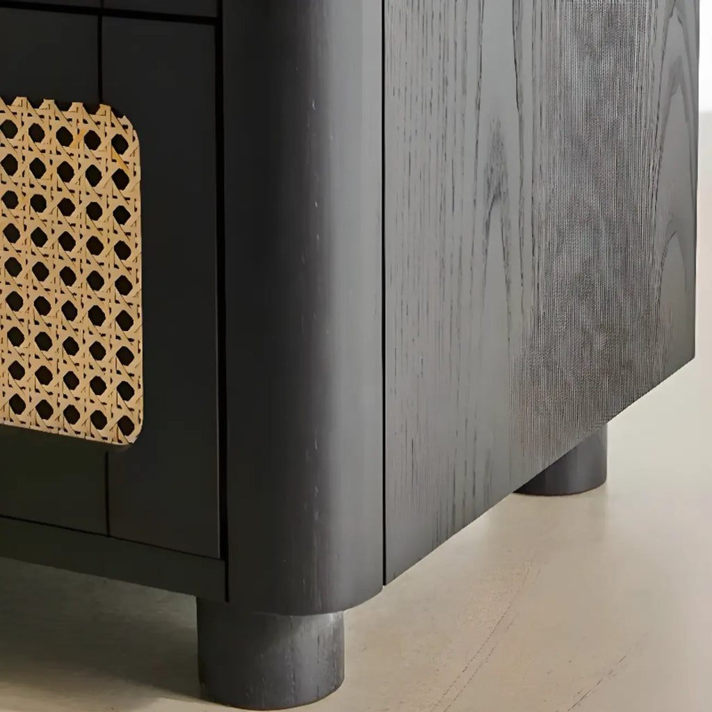 Commode moderne en bois noir avec miroir pour salle de bain