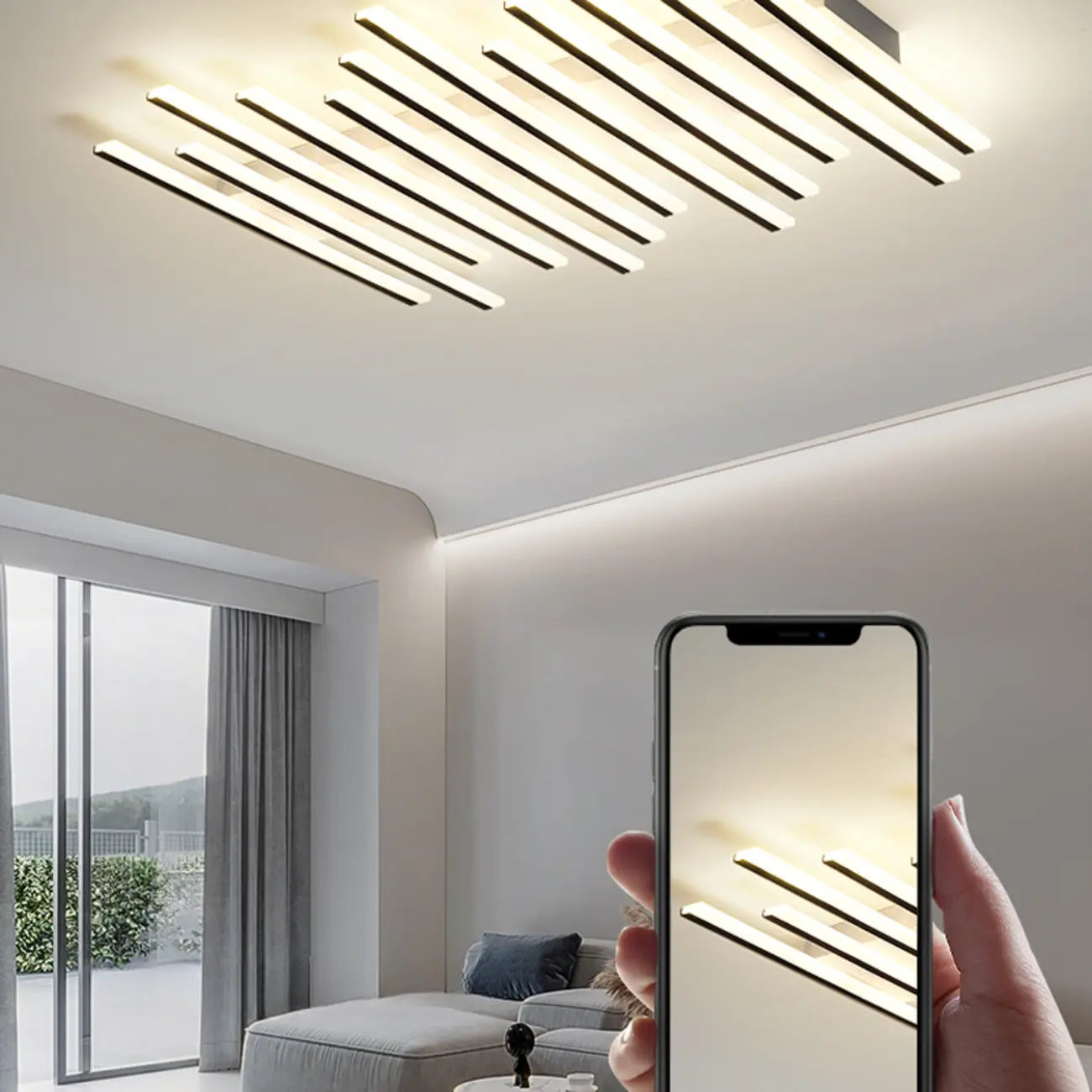 Plafonnier semi-encastré géométrique à LED avec abat-jour en acrylique