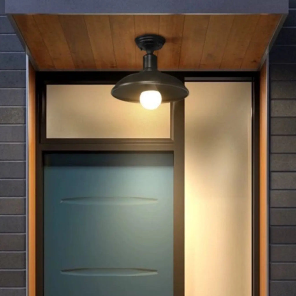 Plafonnier semi-encastré industriel à LED avec abat-jour en fer noir