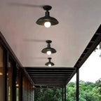 Plafonnier semi-encastré industriel à LED avec abat-jour en fer noir