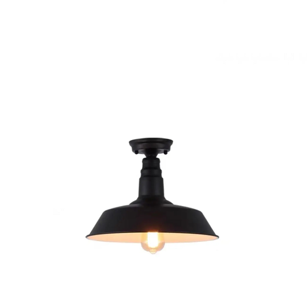 Plafonnier semi-encastré industriel à LED avec abat-jour en fer noir