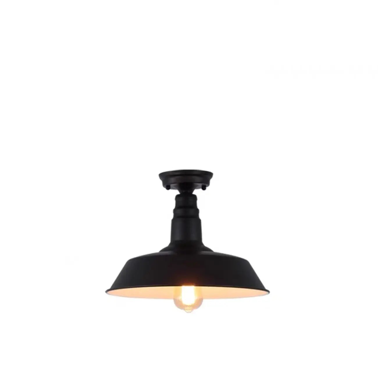 Plafonnier semi-encastré industriel à LED avec abat-jour en fer noir