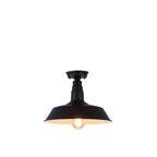Plafonnier semi-encastré industriel à LED avec abat-jour en fer noir