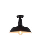 Plafonnier semi-encastré industriel à LED avec abat-jour en fer noir