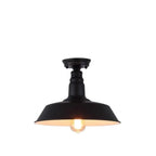 Plafonnier semi-encastré industriel à LED avec abat-jour en fer noir