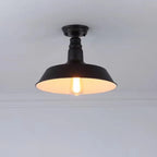 Plafonnier semi-encastré industriel à LED avec abat-jour en fer noir