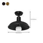 Plafonnier semi-encastré industriel à LED avec abat-jour en fer noir