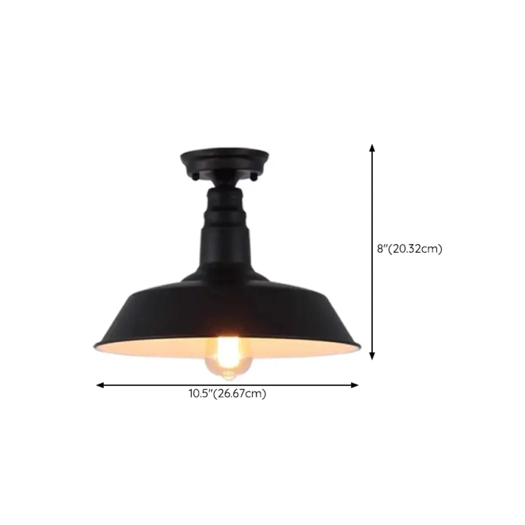 Plafonnier semi-encastré industriel à LED avec abat-jour en fer noir