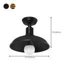 Plafonnier semi-encastré industriel à LED avec abat-jour en fer noir
