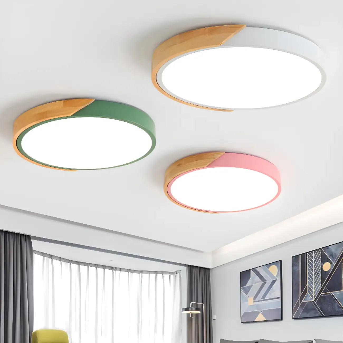 2 plafoniere circolari moderne a filo per uso residenziale