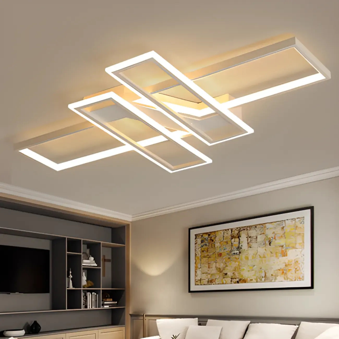 Plafoniera moderna a LED semi-incasso a 4 luci per soggiorno
