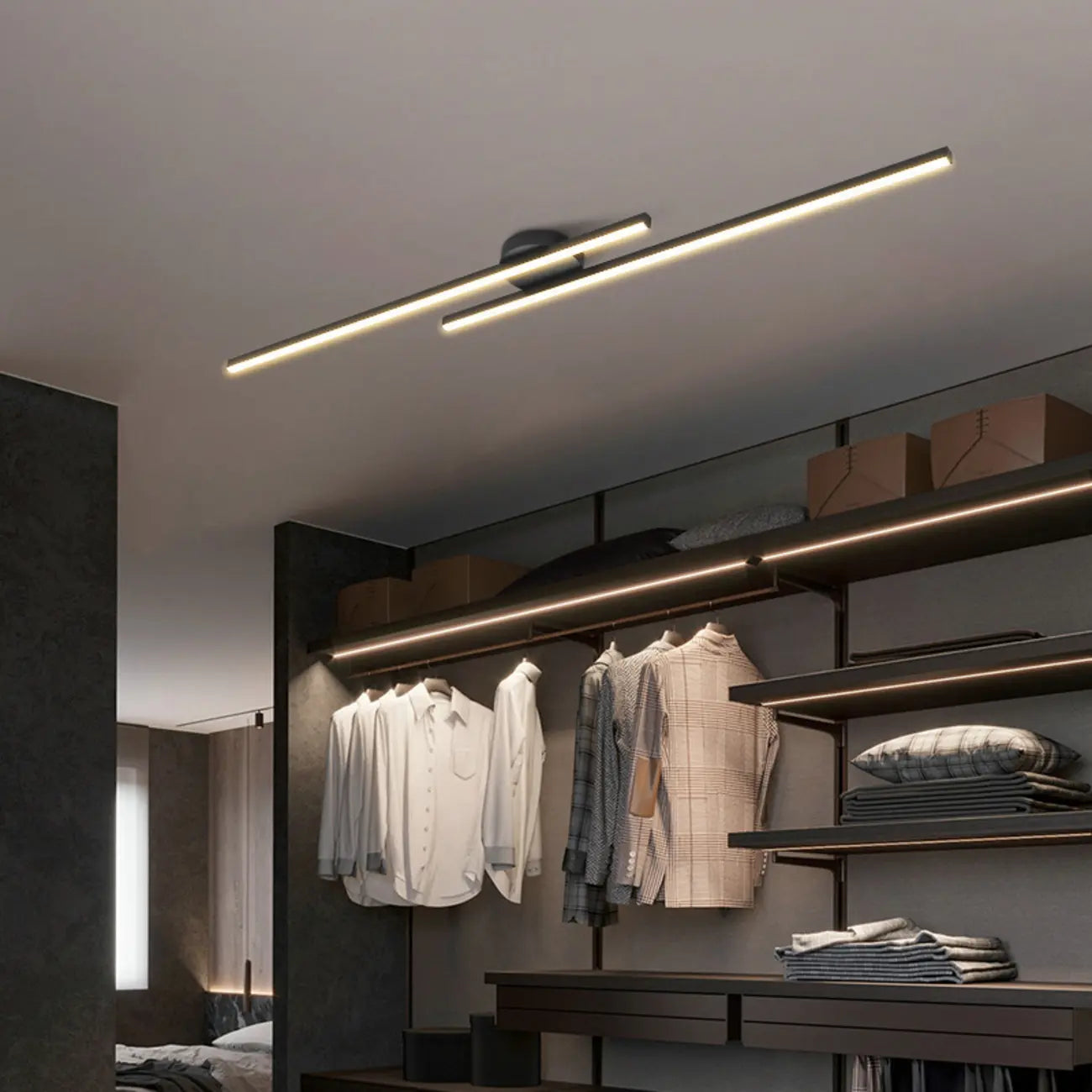 Plafoniera semi-incasso lineare a LED a 2 luci per soggiorno