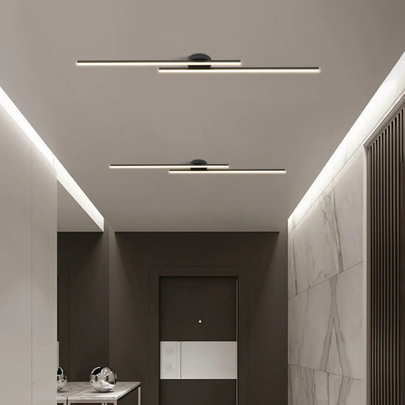 Plafoniera semi-incasso lineare a LED a 2 luci per soggiorno