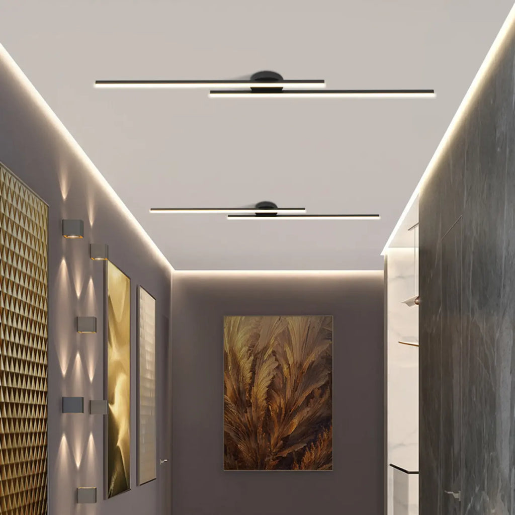Plafoniera semi-incasso lineare a LED a 2 luci per soggiorno