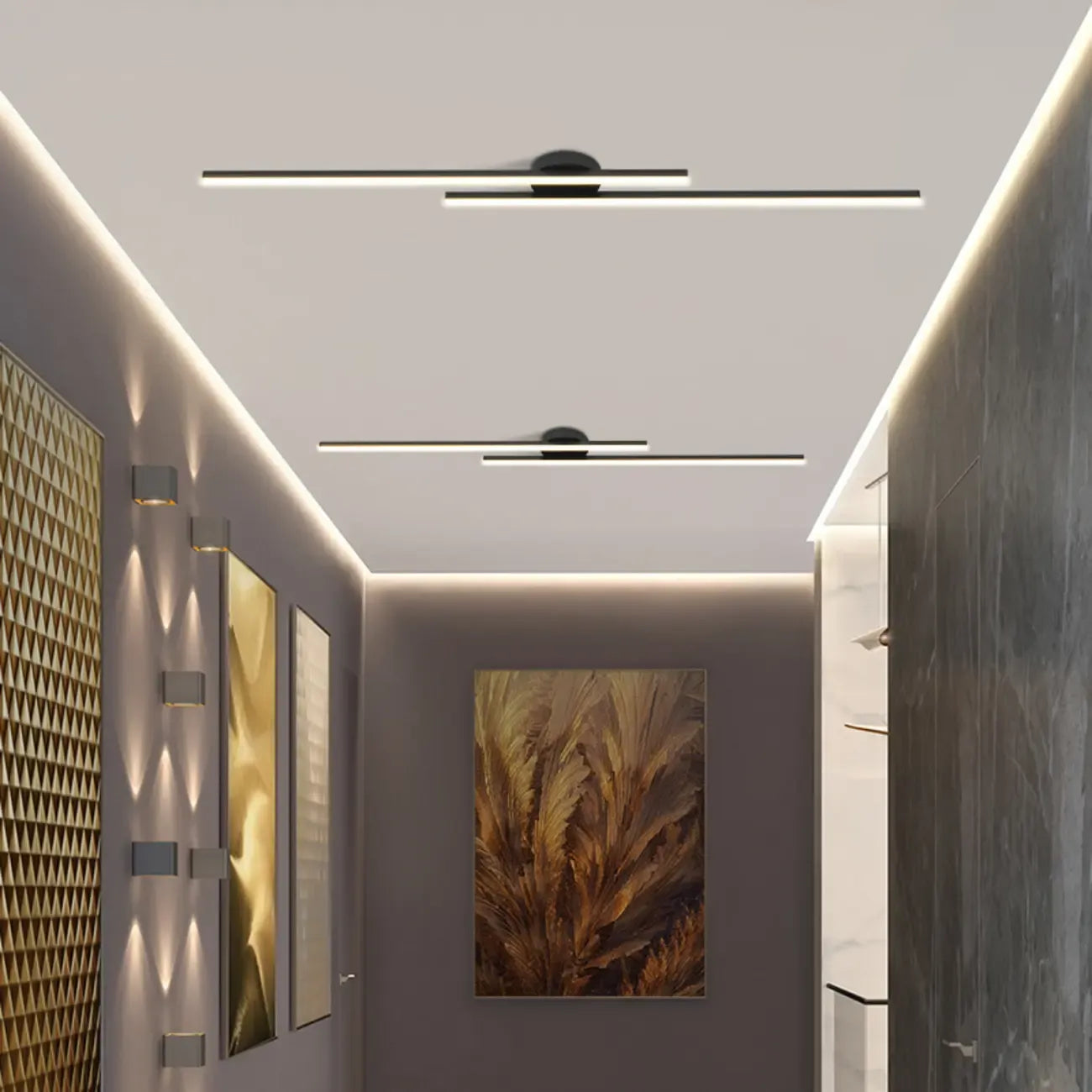 Plafoniera semi-incasso lineare a LED a 2 luci per soggiorno