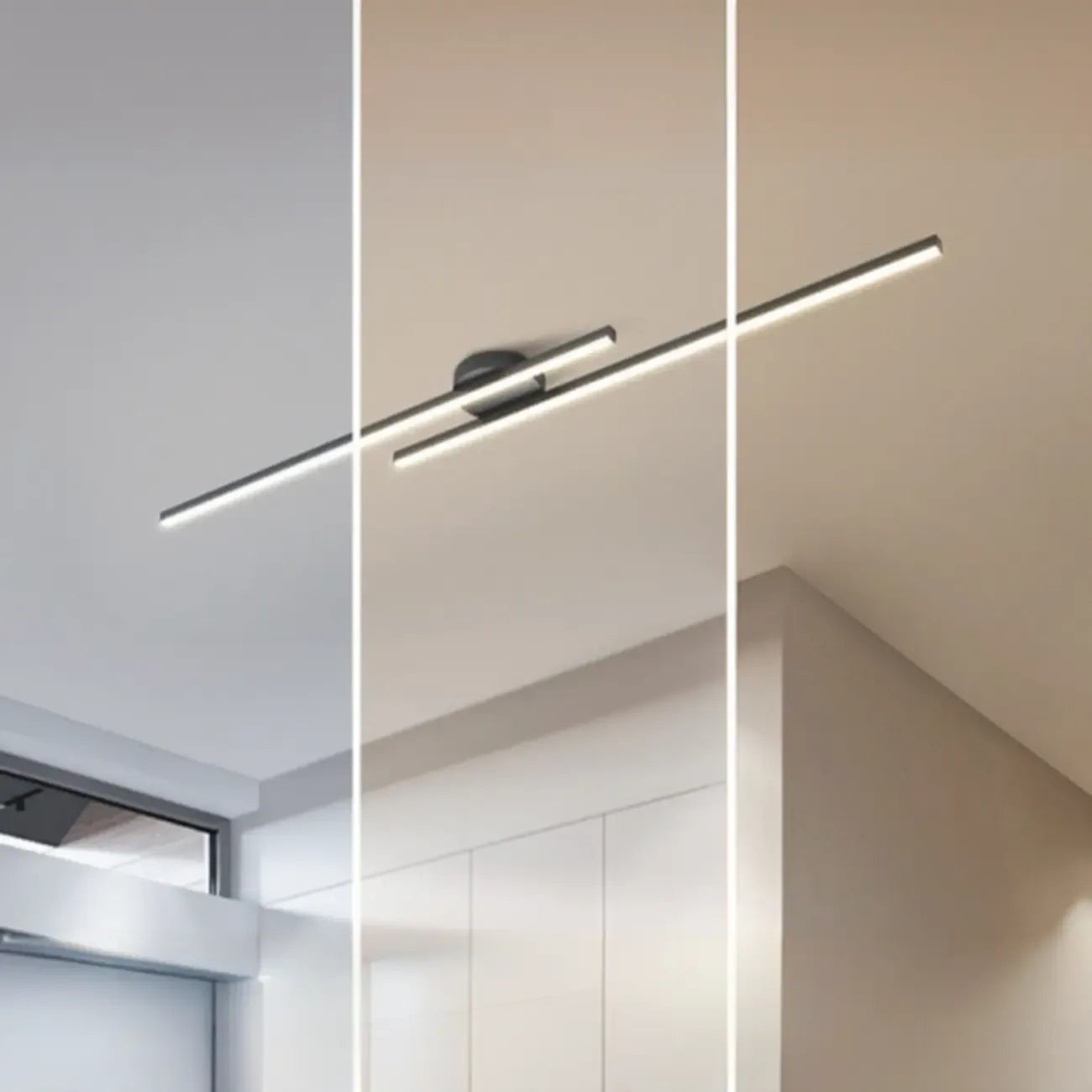 Plafoniera semi-incasso lineare a LED a 2 luci per soggiorno