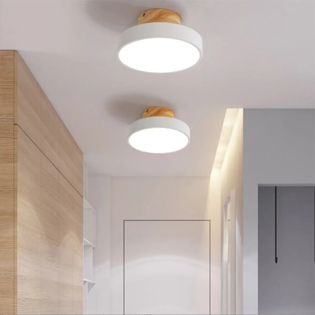 Plafonnier semi-encastré à LED en forme de tambour pour salon