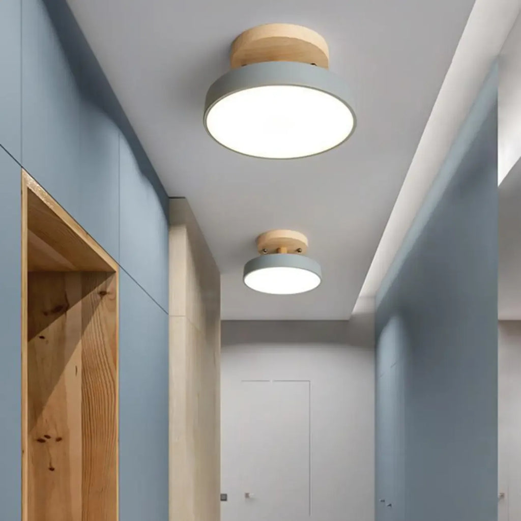 Plafonnier semi-encastré à LED en forme de tambour pour salon