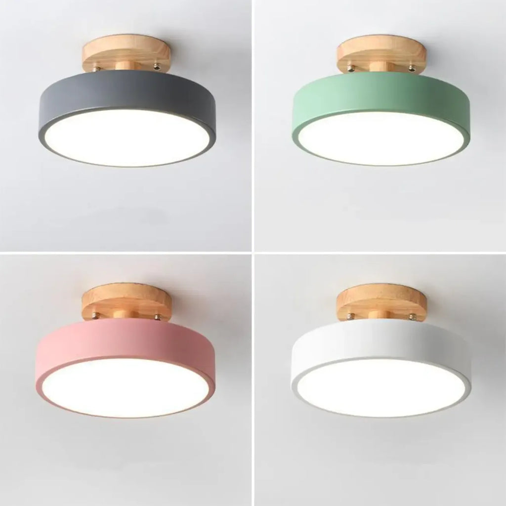 Plafonnier semi-encastré à LED en forme de tambour pour salon