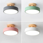 Plafonnier semi-encastré à LED en forme de tambour pour salon