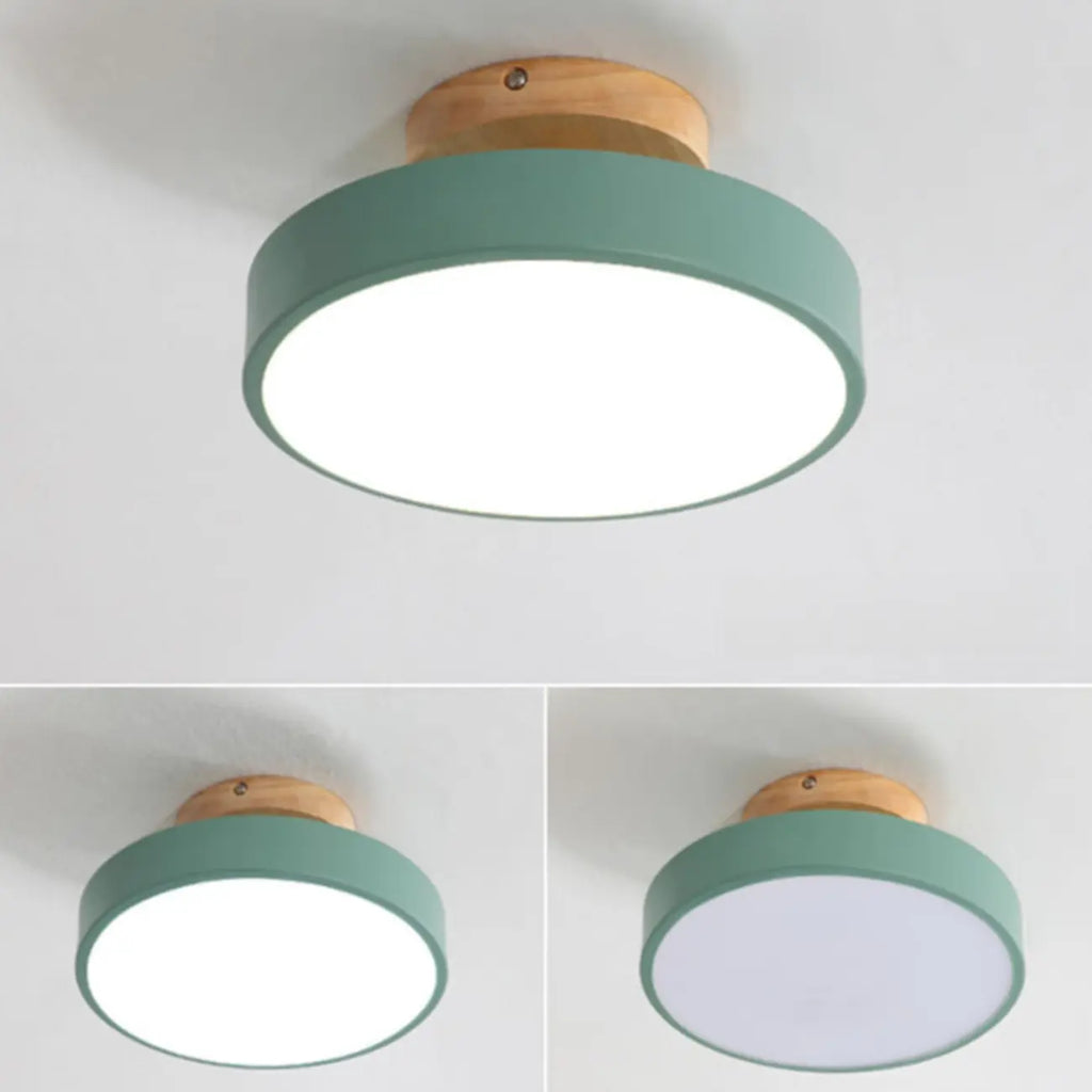 Plafonnier semi-encastré à LED en forme de tambour pour salon