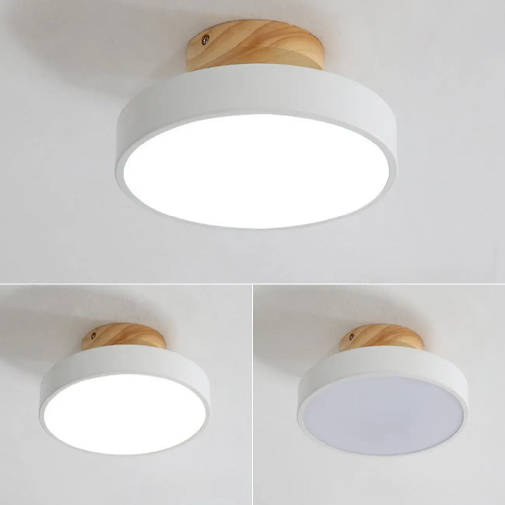Plafonnier semi-encastré à LED en forme de tambour pour salon
