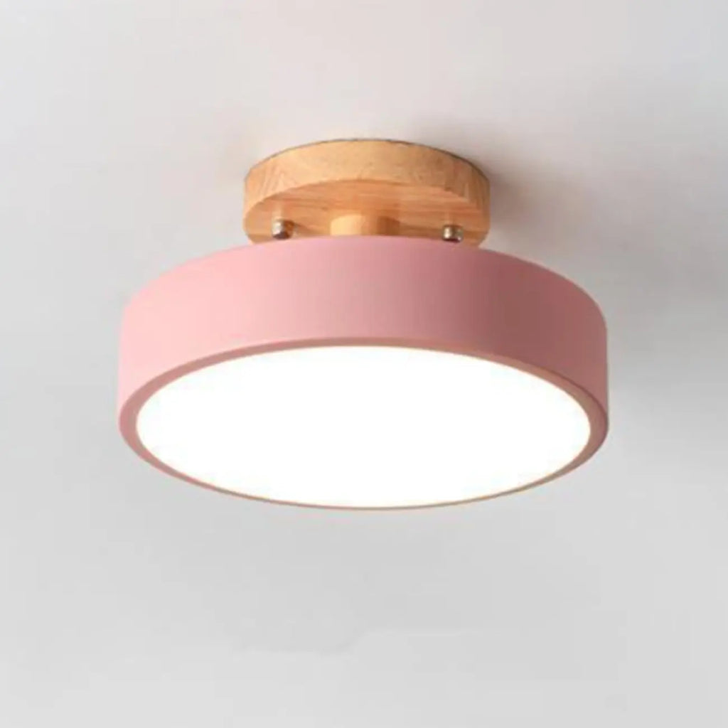 Plafonnier semi-encastré à LED en forme de tambour pour salon