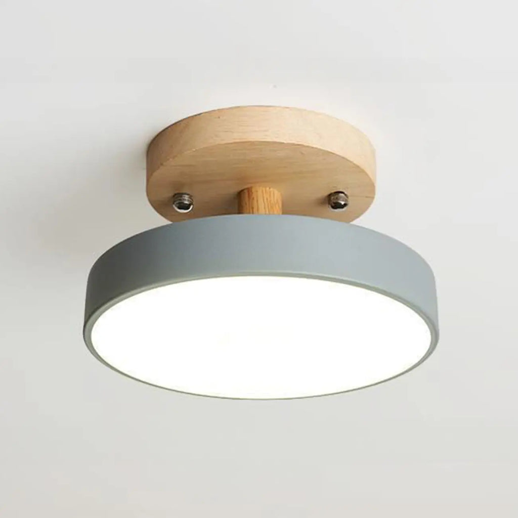 Plafonnier semi-encastré à LED en forme de tambour pour salon