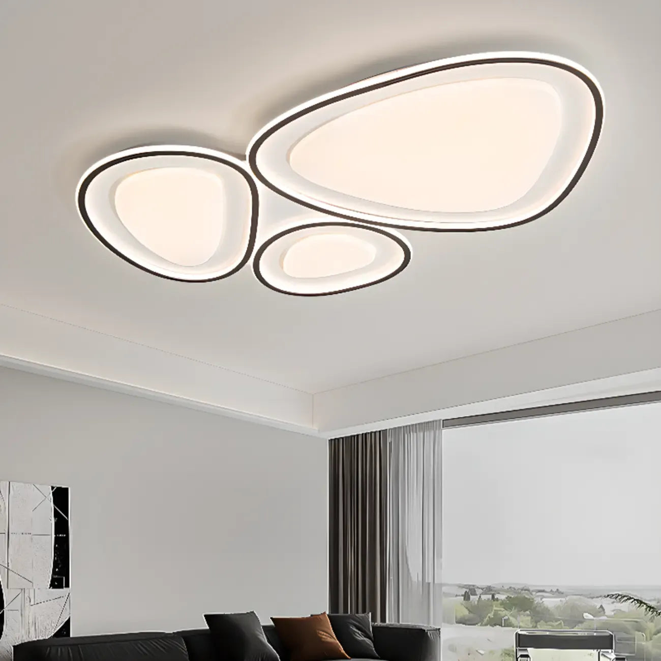 Plafonnier encastré moderne noir et blanc avec variateur à 3 niveaux