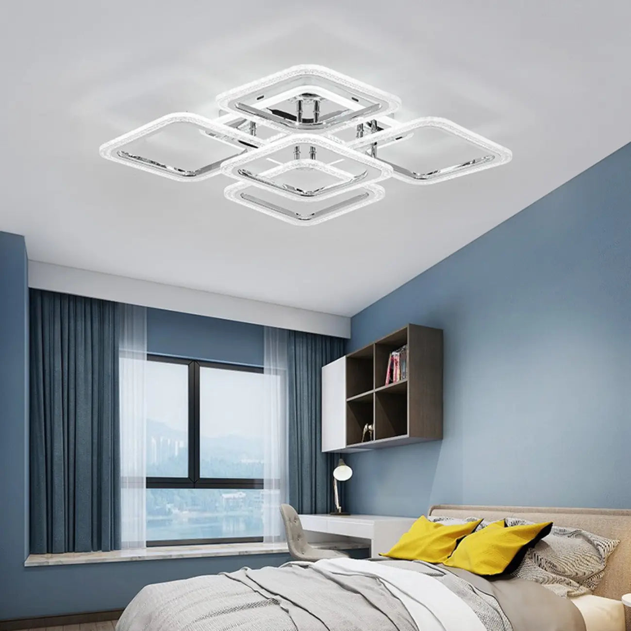 Plafonnier semi-encastré carré moderne à LED pour salon