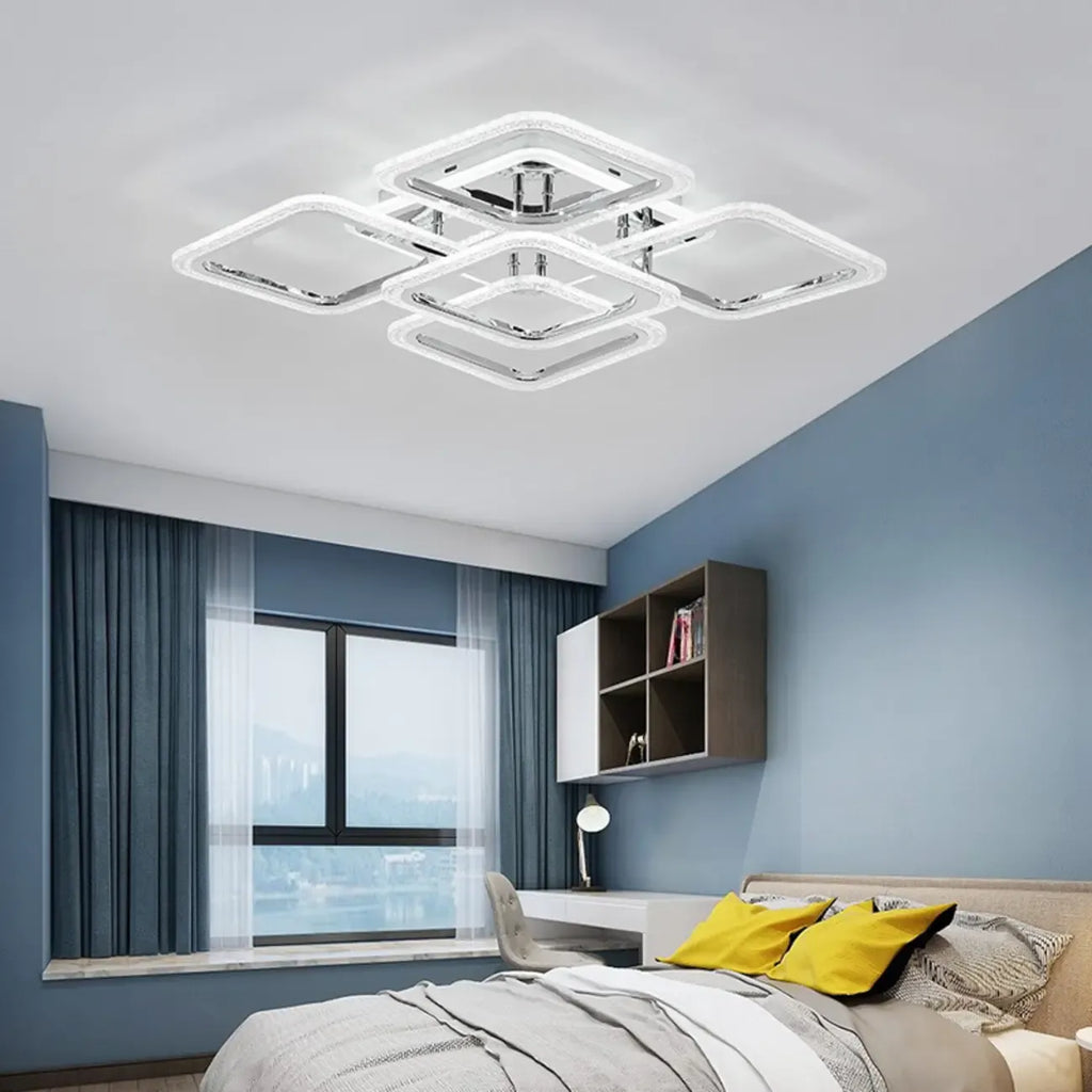 Plafonnier semi-encastré carré moderne à LED pour salon