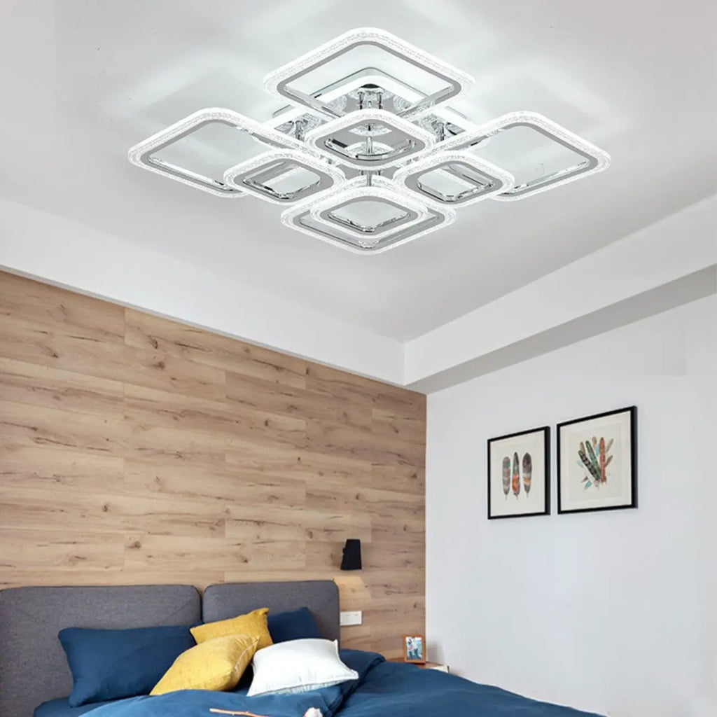 Plafonnier semi-encastré carré moderne à LED pour salon