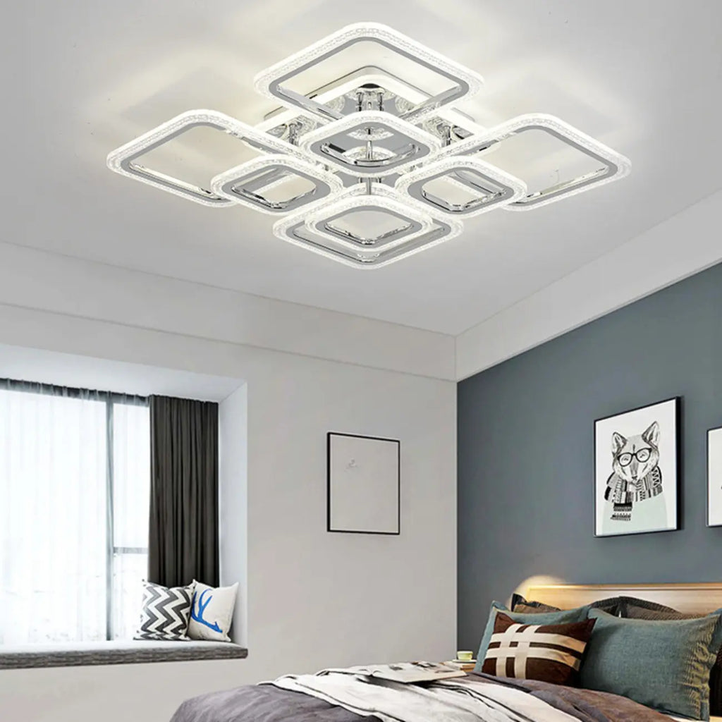 Plafonnier semi-encastré carré moderne à LED pour salon