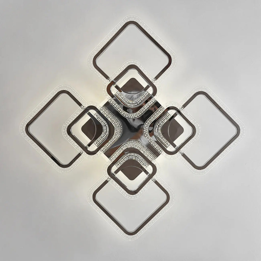 Plafonnier semi-encastré carré moderne à LED pour salon