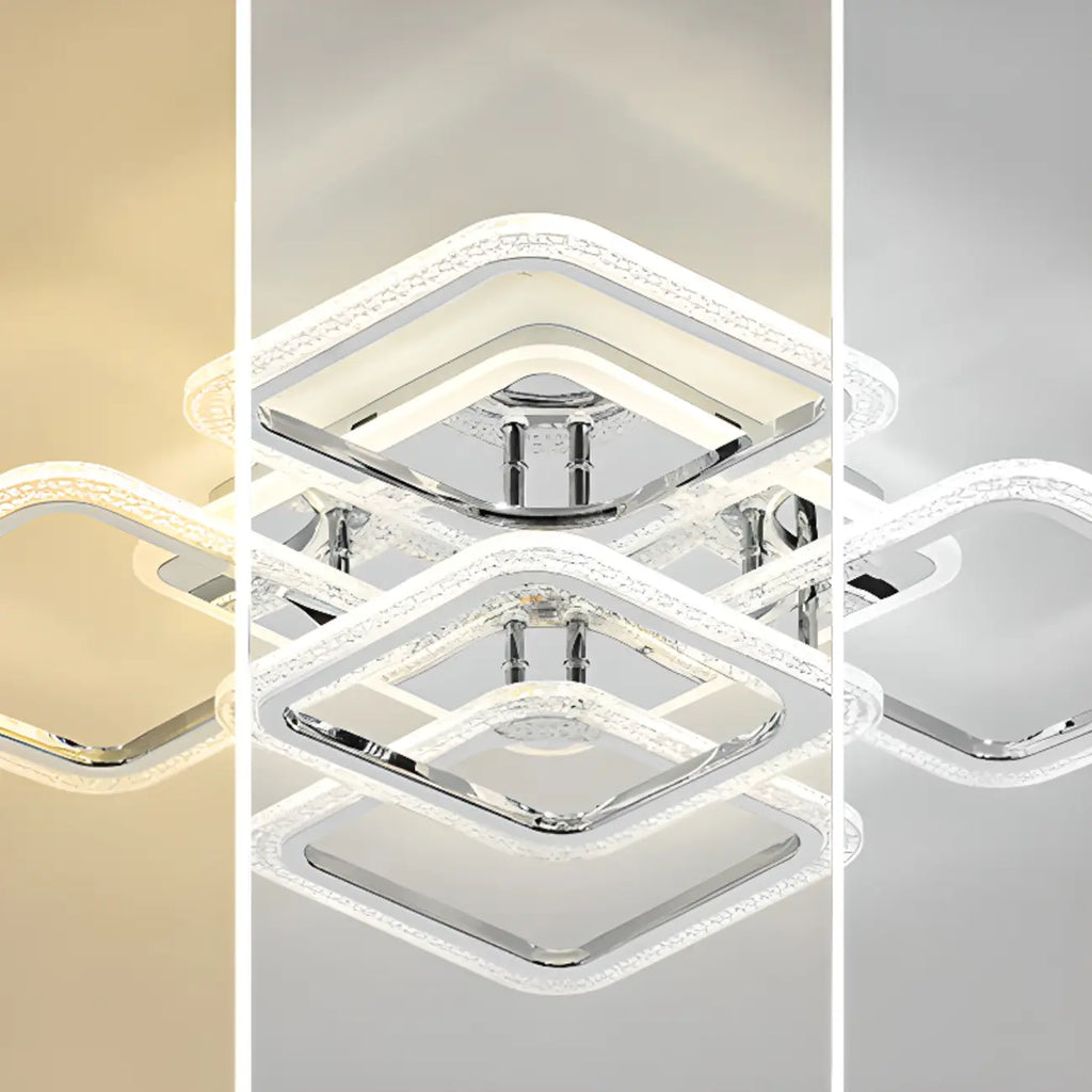 Plafonnier semi-encastré carré moderne à LED pour salon
