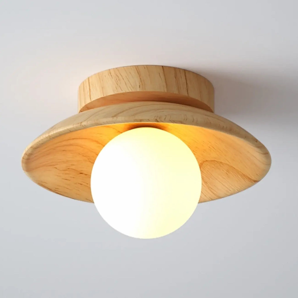 Plafonnier semi-encastré simple en bois pour usage intérieur