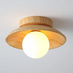 Plafonnier semi-encastré simple en bois pour usage intérieur