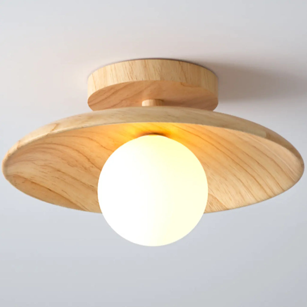 Plafonnier semi-encastré simple en bois pour usage intérieur