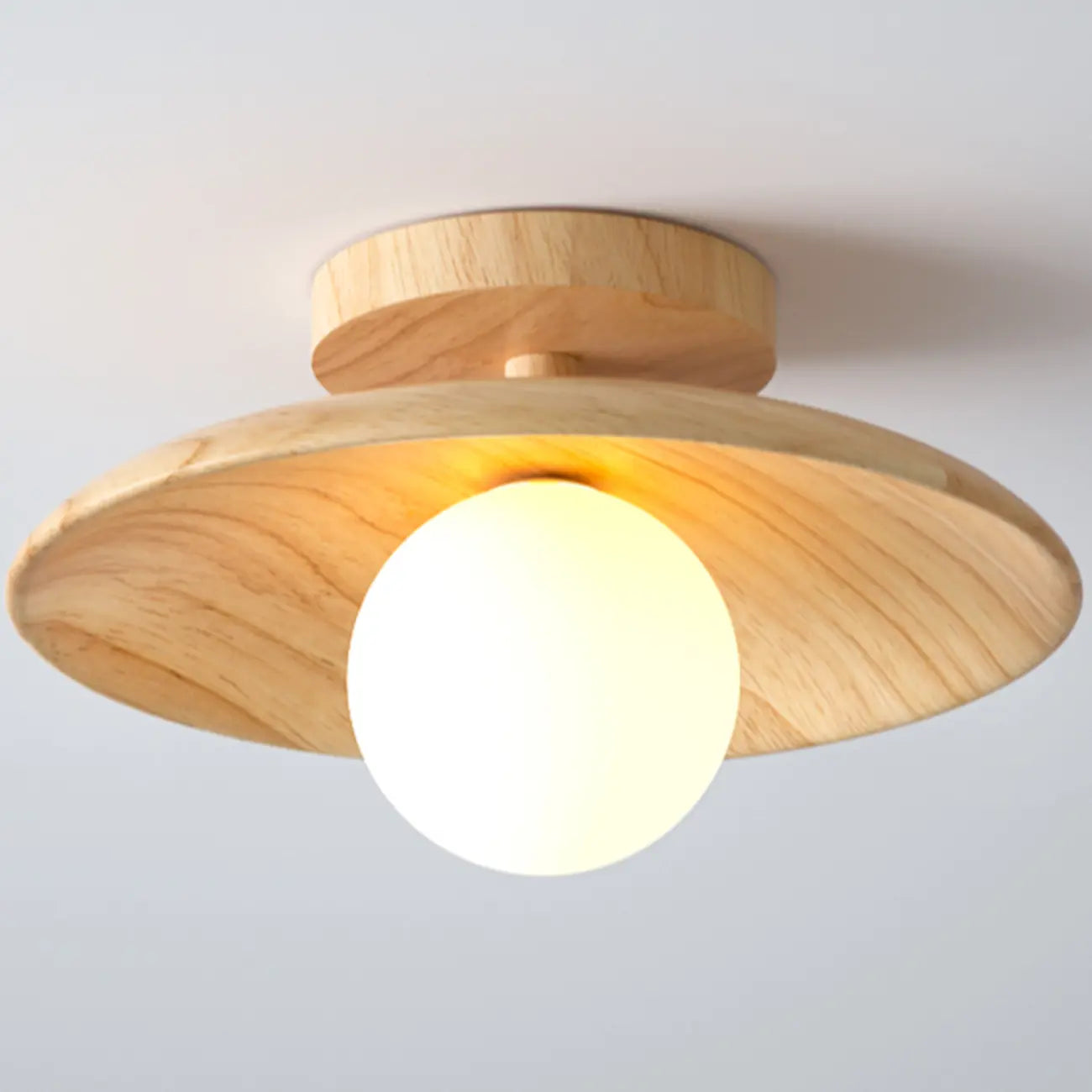 Plafonnier semi-encastré simple en bois pour usage intérieur